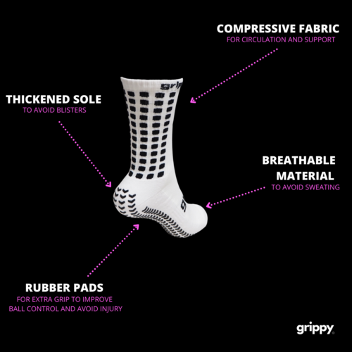 Grippy White Football Grip Socks